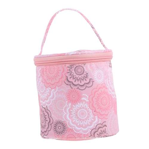 Housoutil Aufbewahrungstasche aus Wolle Garnhalter Garnsack Organisator zur Aufbewahrung von Garn gehäkelte Aufbewahrungstasche Häkelgarn-Organizer Stricktasche Häkeltasche Polyester Rosa von Housoutil
