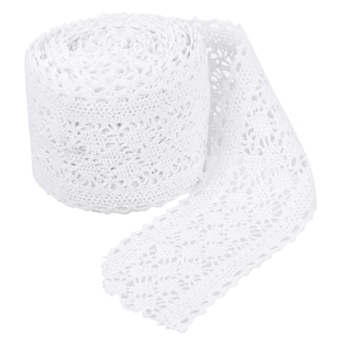Housoutil Baumwollspitzen Borte Yards Weißes Spitzenband für Diy Projekte Dekorative Spitze für Kleidung und Vorhänge Hochwertiges Hautfreundliches Material Hochzeiten und Bastelarbeiten von Housoutil