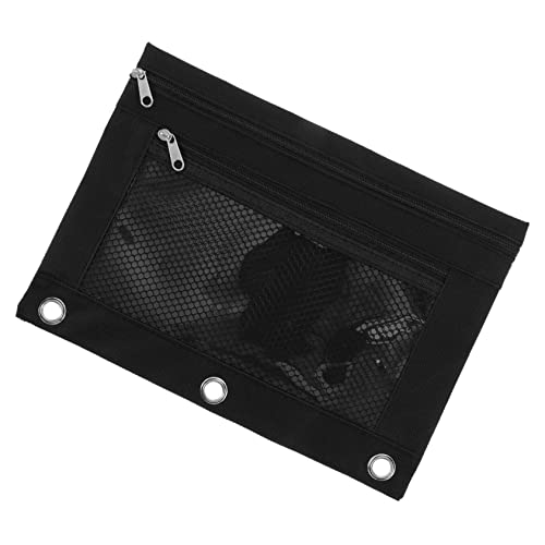 Housoutil Blinder Dokumententasche schultüte bürotasche coupon gutschrine reisetüten Münze Reißverschluss-Ordner Kasse Mini Tasche für Ordner und Stifte Binder Stoffbeutel Oxford-Stoff Black von Housoutil