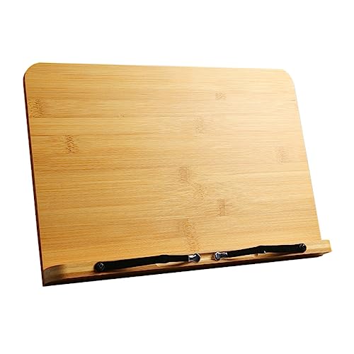 Housoutil Buchständer aus Holz Schreibtischbuchständer Weiß Zeichnung Tischplatte faltbar Büro staffelei Desktop-Buchständer Buchstand Desktop-Zeichenbrett Buchregal Bücherregal hölzern Gelb von Housoutil