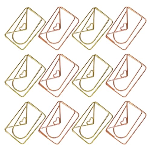 Housoutil Büroklammern in niedlicher Umschlagform, Rotgold, dekorative Clips für Büro, Schule, Hochzeit und Party, Organisation, lustige Seitenmarkierungen, 20 Stück von Housoutil