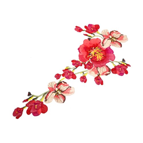Housoutil Bunte Blumen Cheongsam Abziehbilder Stoffreparaturflecken Applikationen Zum Aufnähen Für Jacken Stoffflecken Dekorative Stoff Patch Kleidungsstickpatch Polyester Rot von Housoutil