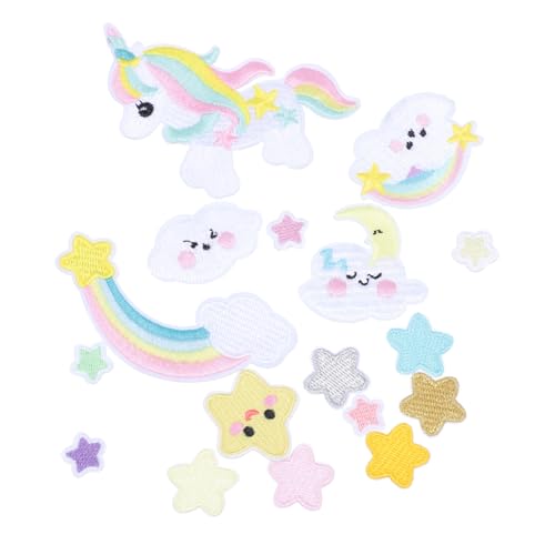 Housoutil Bunte Einhorn Stickerei Patches Teiliges DIY zum Aufnähen Kreative Kleidung Applikationen für Reparatur Bastelprojekte und Modegestaltung von Housoutil