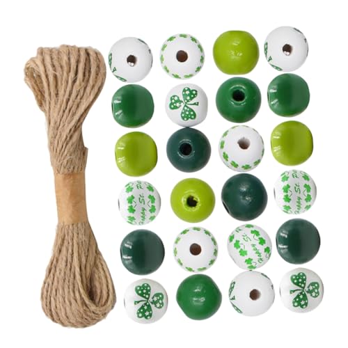 Housoutil DIY Holzperlen mit Muster Mehrzweck Bastelperlen für Patrick's Day Dekoration Schmuckherstellung Armband Halskette Kreative DIY Handwerksprojekte von Housoutil