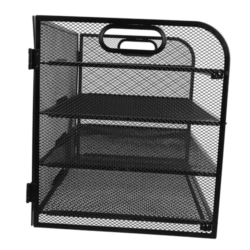 Housoutil Datei-Organizer Papierfach-Organizer für den Schreibtisch ordentlich Organisation Stand ordner Papierhalter Home Office Accessoires Schreibtischkorb Kohlenstoffstahl Schwarz von Housoutil
