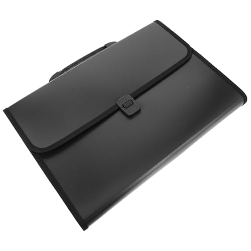 Housoutil Dateipaket Dokumenten-Organizer-Tasche großer Ordner Portable Dateiordner stilvoller Aktenorganisator mehrlagige Dokumententasche Mehrschichtdateistasche Abs Black von Housoutil