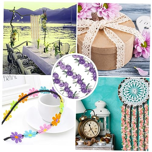 Housoutil Dekoratives Band Zerzaust Blumenbandbesatz Dekoration Lila Spitzenbesatz Hochzeitsband Bandrosen Zum Basteln Hochzeit Für Die Braut Hochzeitsapplikationen Bestickte Spitze Violett von Housoutil