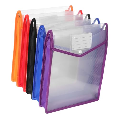Housoutil Dokumentenhalter, vertikal, transparent, mit Knopfverschluss, für Büroorganisation, reichlich Kapazität, sichere Aufbewahrung, einfache Sichtbarkeit, erweiterbares Design, 5 Stück Housoutil Dokumentenhalter, vertikal, transparent, mit Knopfverschluss, für Büroorganisation, reichlich Kapazität, sichere Aufbewahrung, einfache Sichtbarkeit, erweiterbares Design, 5 Stück von Housoutil