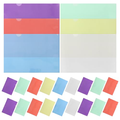 Housoutil Dokumentenmappen aus Kunststoff, transparent, mit Einlege-Design, für Büro und Schule, leicht, mehrere Farben, 36 Stück von Housoutil