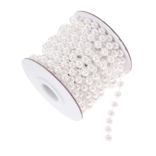 Housoutil Falsche Perlenkette Rolle Weiße Perlen Bastelschnur für DIY Schmuck Hochzeit Dekoration Weihnachtsbaum Vasenfüllung Vielseitige Perlengirlande von Housoutil