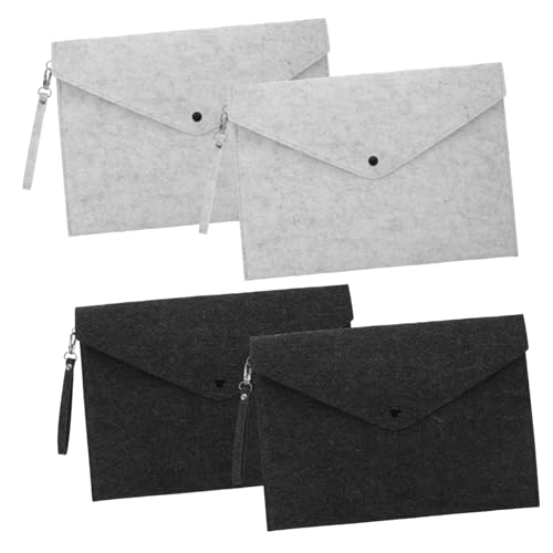 Housoutil Filz-Dokumentenmappen, Schnappverschluss, Aktentasche mit Schlaufe, tragbare Aufbewahrung für Büro, Schule, hellgrau, reißfestes Material, stilvolles, praktisches Design, 4 Stück von Housoutil
