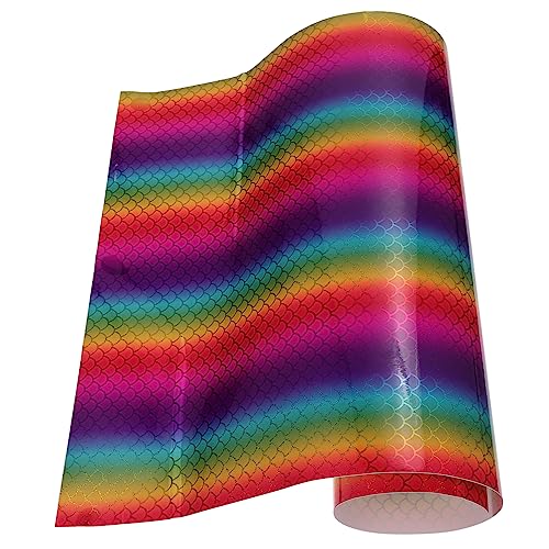 Housoutil Fischschuppen Muster Wärmeübertragungsfolie Diy Selbstklebende Vinylfolie für Tassen Wände und Kreative Bastelprojekte Einfach zu Bedienen für und Bilder von Housoutil