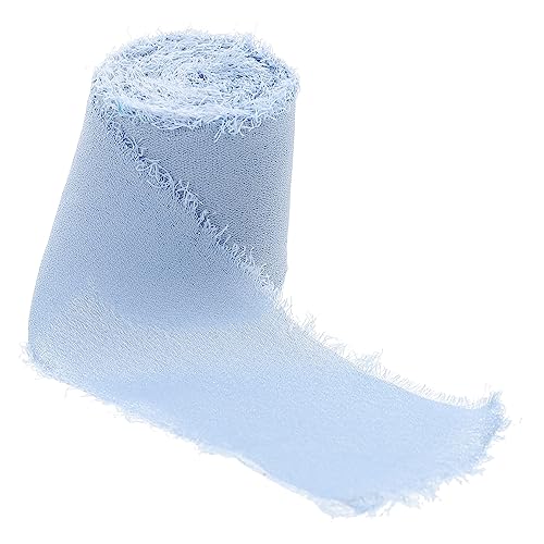 Housoutil Fransengürtel Dekoratives Band Chiffon für Geschenkverpackungen Haarschmuck DIY Projekte für Hochzeiten Partys und Besondere Anlässe Dunstblau von Housoutil