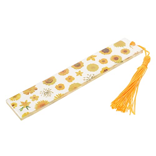Housoutil Getrocknetes Blumen Lesezeichen aus Epoxidharz Dekoratives Quasten Lesezeichen für Vintage Buchzubehör Farbenfrohe Blumen Stilvolle Seitenmarkierung von Housoutil