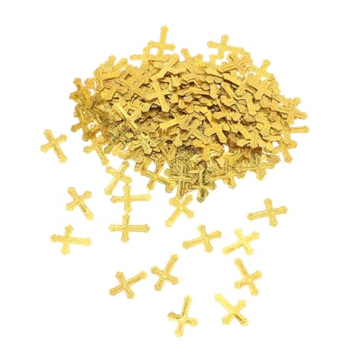 Housoutil Goldene Kreuz-konfetti für Taufe Tischdeko Schimmernde Fadebeständige Plastikstreusel Gleichmäßig Geschnitten Einfache Reinigung Festliche Streudeko für Kommunion und Religiöse von Housoutil