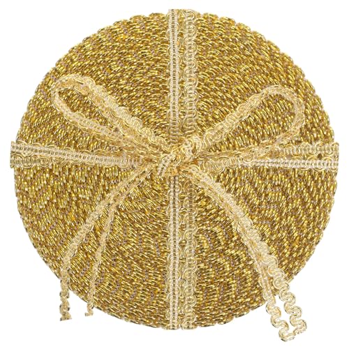 Housoutil Goldene Metallic Gimp Borte Geflochtenes Spitzenband für Nähen DIY Bastelarbeiten Brautverzierung und Heimdekor für Handarbeit und Stickerei von Housoutil