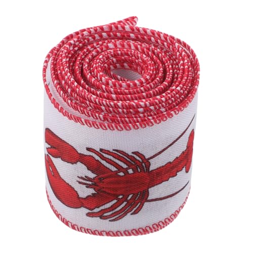 Housoutil Grobgewebtes Dickes Drahtkantenband mit Hummermotiv Breit Robustes Polyester geschenkband für Basteln Geschenktüten und Tischdekorationen von Housoutil