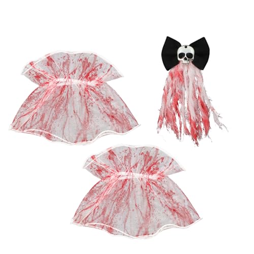 Housoutil Halloween Haar-set Bloody Bride Vintage Goth Haarclip Blutige Armschleifen für Damen Cosplay Kostüm Party Zubehör von Housoutil