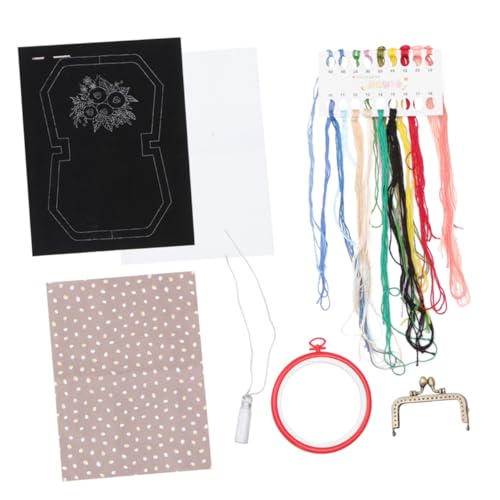 Housoutil Handgemachte Stickerei Geldbörse für Anfänger DIY Stofftasche Schwarz Robustes und Langlebiges Material für Projekte zu Hause Zufällige Farbe von Housoutil