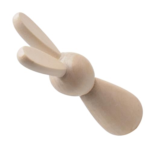 Housoutil Hase aus Holz holzdeko Hasenpuppe für Mädchen Kaninchen Mini Hasenspielzeug unbemalte Puppen aus Holz DIY leere Holzpflockpuppen DIY liefert Puppen zum manuellen Malen Holzhandwerk von Housoutil