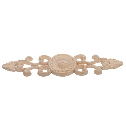 Housoutil Holzornament Holzschnitzerei Möbelverzierung Langlebig DIY Bemalbar für Wohnzimmer Schrank Wohnaccessoire Vintage Holzdeko von Housoutil