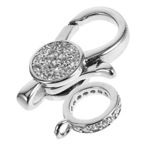 Housoutil Hummerschnalle schmuck Halskettenschnallen selber machen Bastelverschluss selber machen Zubehör für Öffnungsringe DIY Karabinerverschluss Karabinerverschlüsse Strasssteine Silber von Housoutil