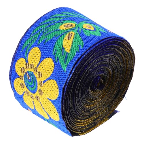 Housoutil Jacquard-Gurtband bestickt gewebtes Band Lieferungen Hochzeit Stickerei Blumen- gewebter Stoffbesatz Kleidung Accessoires Verschönerung Bastelbedarf Jacquardband Polyestergarn Blau von Housoutil