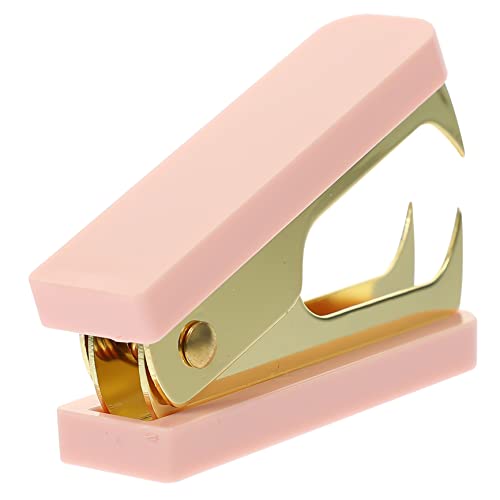 Housoutil Klammer Schreibtisch Picker kleiner Hefter Abziehwerkzeug Hefter klein Nägel heben Abzieher Werkzeug zum Abziehen von Nägeln Bürozubehör Bürobedarf Nagelentferner Metall Rosa von Housoutil