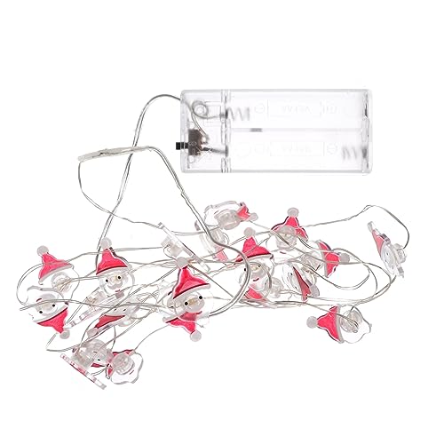 Housoutil LED Lichterkette Weihnachtsmann Form Leds Warmweiß Kupferdraht Batteriebetrieben Ohne Batterien Weihnachtsdeko Party Tisch Baumbeleuchtung von Housoutil