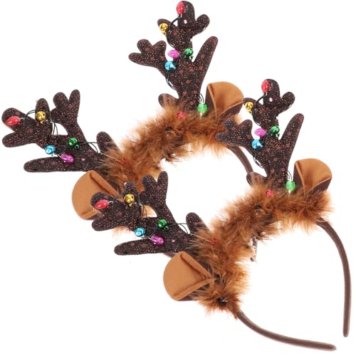 Housoutil LED Rentier Haarreif, 2 Stück Weihnachts-Rentier-Haarreif, LED-Weihnachts-Haarreif-Geweih, Weihnachtshaarreif Für Weihnachten Cosplay Maskerade Karnevalsparty von Housoutil