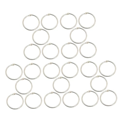 Housoutil Metall-Binderinge, wiederverwendbar, lose Blätter-Clips für Scrapbooking, DIY-Projekte und Karteikarten, stabiler Innendurchmesser für Zuhause und Büro, 25 Stück von Housoutil