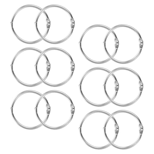 Housoutil Metall-Binderinge für Bastelarbeiten, wiederverwendbare lose Blätter, Buchbinderinge und praktisch für Künstler, Studenten, Büro, Innendurchmesser, Außendurchmesser, 12 Stück von Housoutil