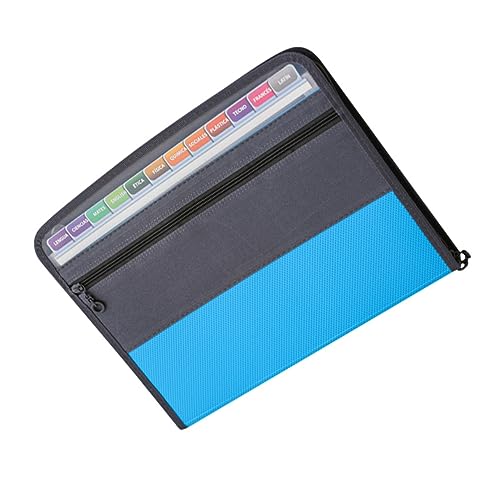 Housoutil Multi Layer Faltordner mit Fächern Robuster und Leichter Dokumenten Organizer für Bürobedarf für Rechnungen Quittungen und Papiere Blau von Housoutil