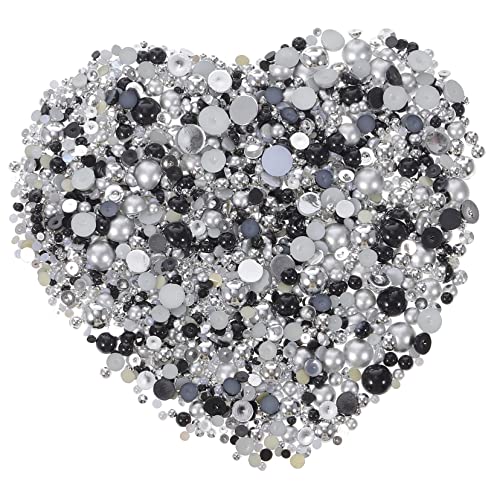 Housoutil Nagelpflaster Halbrunde Perlen Für Nägel Nagelperlen Nagelaufkleber Für Nagelkunst Nagel Strasssteine ​​Handyhülle Haushaltsnageldekor Imitation Halbperle Flatback Resin Schwarz von Housoutil
