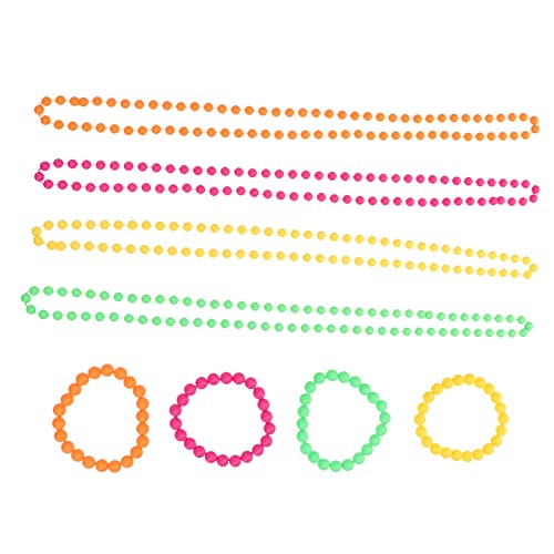 Housoutil Neon Perlenkette und Armband Teilig Leuchtende Bunte Kugelketten Leichte Mädchen Schmuck Accessoires für Party und Freizeit für Erwachsene und Geeignet von Housoutil