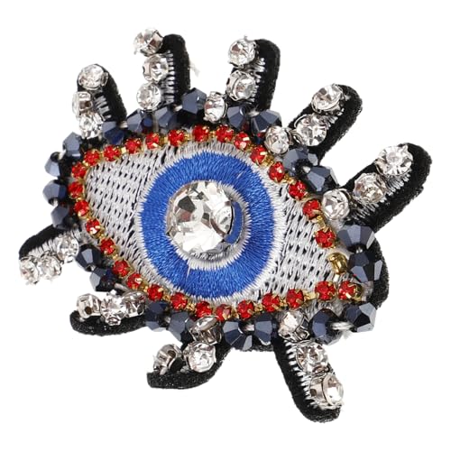 Housoutil Perlen -Augenklappe gestickte Aufnäher Augenaufnäher Kleideraufnäher Patch dekorative Applikation süße Aufnäher Stickereiflecken Kleidungsstück Kleidung Kleiderflicken von Housoutil