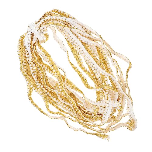 Housoutil Perlengewebe Herstellung künstlich Perle zierlich trimmen Perlenstreifen Perlenbesatz selber machen Perlenband für Kleidung Perlenband Handwerk Polyester Beige von Housoutil