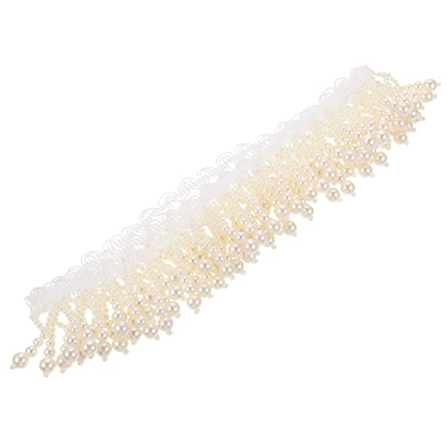 Housoutil Perlenquaste Spitze Perlen Fransenbesatz Damen Hochzeit Quasten Dekoration Dekoratives Perlenband Kleidung Perlenband Handarbeit Perlenquaste Zartes Perlenband Gurtband von Housoutil