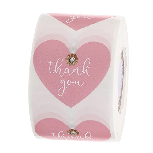 Housoutil Pinke Herzförmige Thank You Aufkleber Selbstklebende Geschenkversiegelung Etiketten mit Starkem Klebstoff Dekorativer Dankeschön Sticker für Umschläge und Geschenkverpackungen von Housoutil