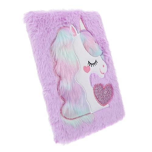 Housoutil Plüsch Notizbuch Einhorn Design Weiches Tagebuch für Kreative Ideen Tragbar für Reisen und Niedliches Cartoon Notizbuch von Housoutil
