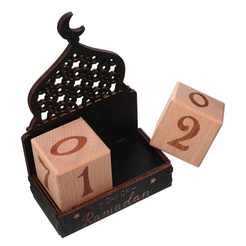 Housoutil Ramadan Countdown Kalender aus Holz Stern Mond Ornamente Elegante Heimdekoration für Eid Mubarak DIY Kalender für Festlichkeiten Kreative Familienaktivität von Housoutil