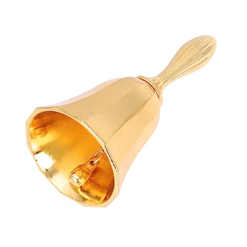 Housoutil Retro Metall Handglocke mit Griff für Restaurant Bar Service Vielseitige Rufglocke für Hotel Haustiertraining und Unterricht Stabile Performance Vintage Design Gold von Housoutil