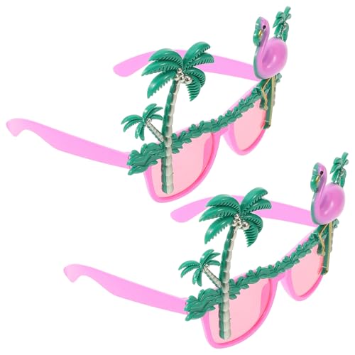 Housoutil Rosa Flamingo-Brille 2 Paar Tropische Hawaii-Brillen Foto-Requisiten Lustige Kokosnussbaum-Brille Für Luau-Partys Tanzen Strandveranstaltungen von Housoutil