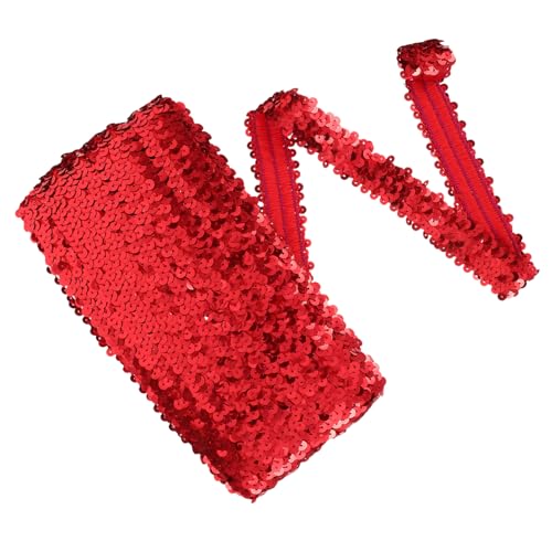 Housoutil Roter Taillengürtel DIY Kleidung Verzierung Dekorativer Paillettenbesatz Stoffbesatz mit Pailletten für Paillettenausstattung DIY handwerk trimmen Metallic-Paillettenbesatz Plastik von Housoutil