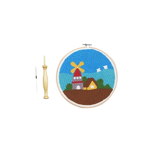 Housoutil Rund Stickbasis Kit für DIY Stanzstickerei Fäden und Nadeln Kunsthandwerk für für Bastelenthusiasten von Housoutil