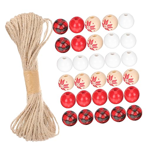 Housoutil Runde Holzperlen Weihnachtsperlen zum Auffädeln für DIY Schmuck und Basteln Klassische Farben Handgefertigte Holzperlen für Kreative Frauen und Festliche Dekorationen von Housoutil