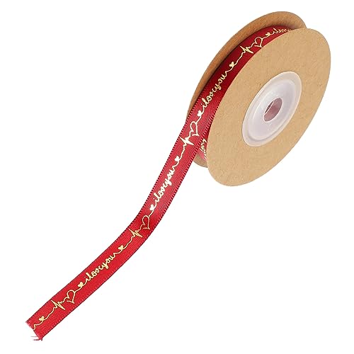 Housoutil Schleife seidenband ribbon seidenbänder dekoring mahlen Gold Hochzeit Dekoration Weihnachten Banddekor Blumenverpackungsband DIY-Bänder Geschenkverpackungsbänder Polyester rot von Housoutil
