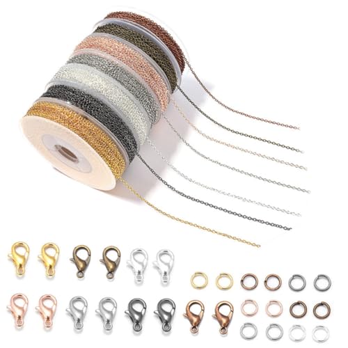 Housoutil Schmuckketten mit DIY Armband Ketten Bastelset mit Karabinerverschlüssen und Sprungringen Langlebige Elektrobeschichtung für Halsketten Armbänder Schmuckherstellung von Housoutil