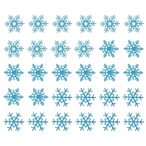 Housoutil Schneeflocken-aufnäher zum Aufbügeln, 30 Stück, Blaue Bestickte Applikationen für Selbstgemachte Kleidung, Jacken, Hüte, Rucksäcke, Feiertagsdekorationen von Housoutil