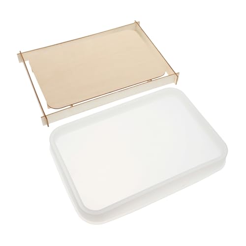 Housoutil Silikonform Großes Eckiges Tablett für Epoxidharz DIY Mold Robust Langlebig Vielseitig als Schmuckbox Dekotablett mit Holzständer für Heimwerker und Bastler von Housoutil